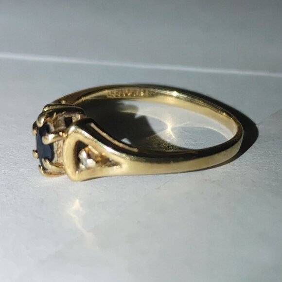 Vintage 1950 Stylecrest 14K Yellow Gold Ring Blue Sapphire Diamond Size 5.5 READ - Picture 10 of 16